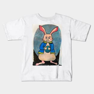 Bunny in Blue Jacket Kids T-Shirt